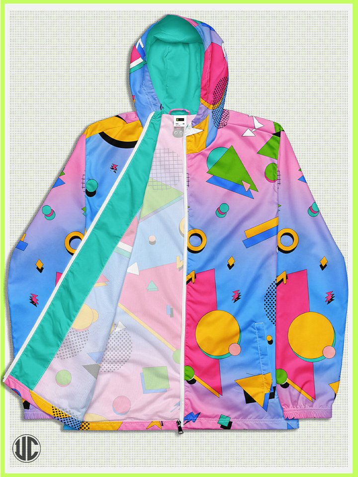 Retro 1980s Windbreaker Jacket – Colorful Memphis Style Zip Hoodie | Vintage Lightweight Streetwear for Men & Women product image (1)