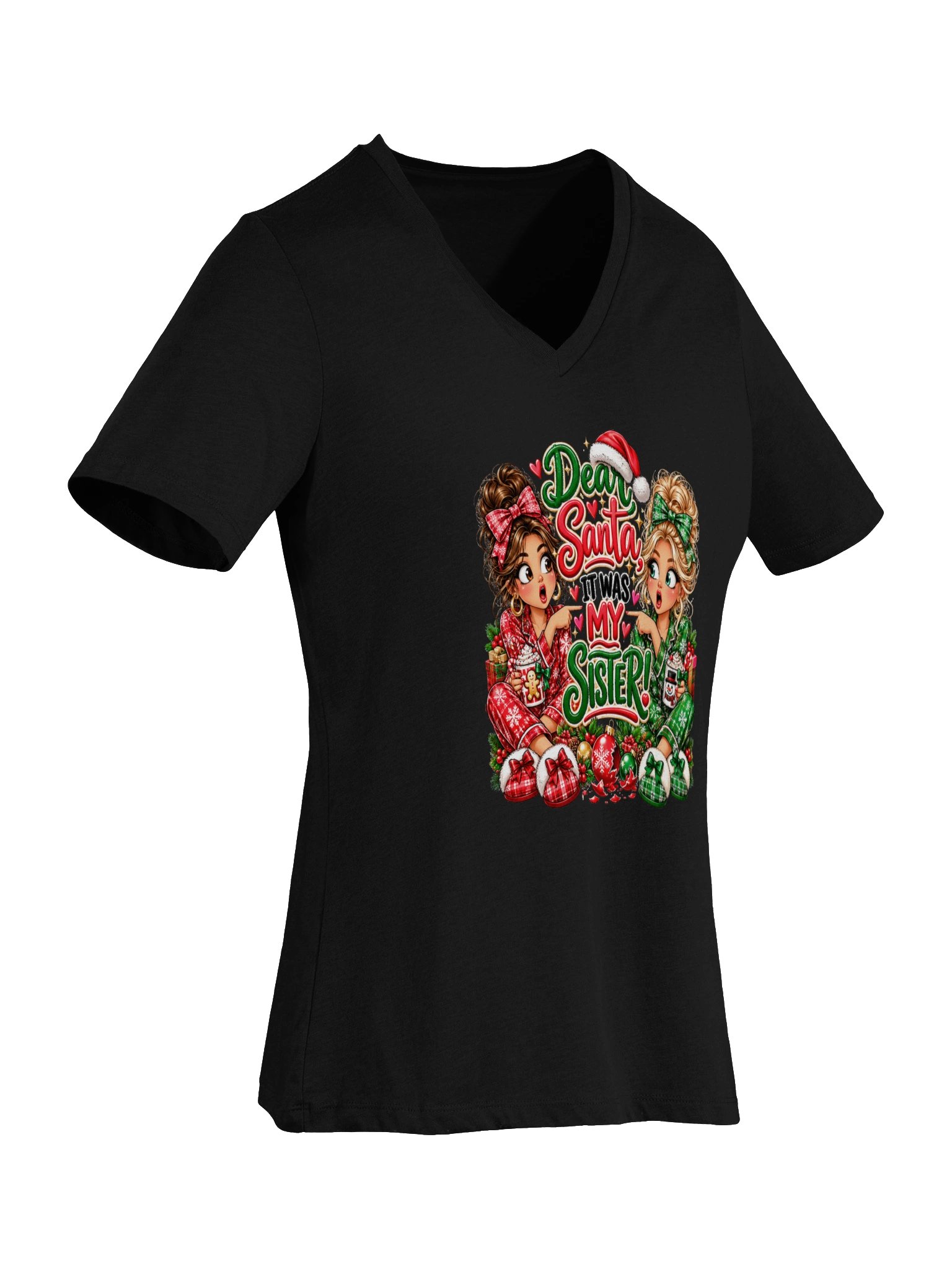 Dear Santa, It Was My Sister – Funny Christmas V-Neck Tee product image (6)