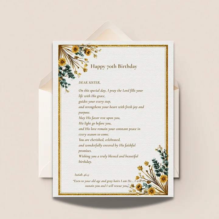Sister 70th Birthday Card • Christian Blessing Printable with Scripture • Milestone Gift product image (1)