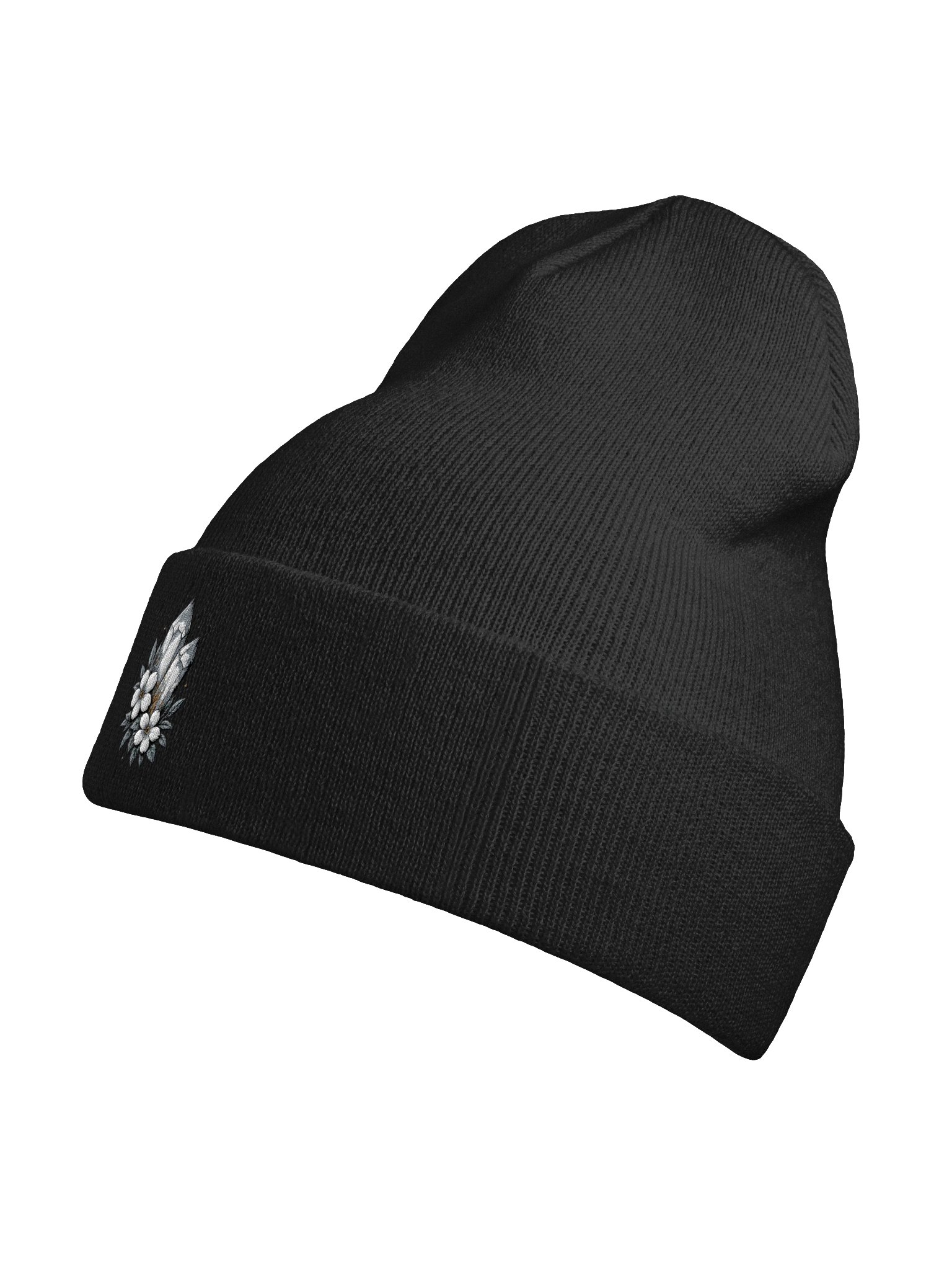 Crystal Bloom Embroidered Beanie | Botanical Crystal Cuffed Hat product image (90)