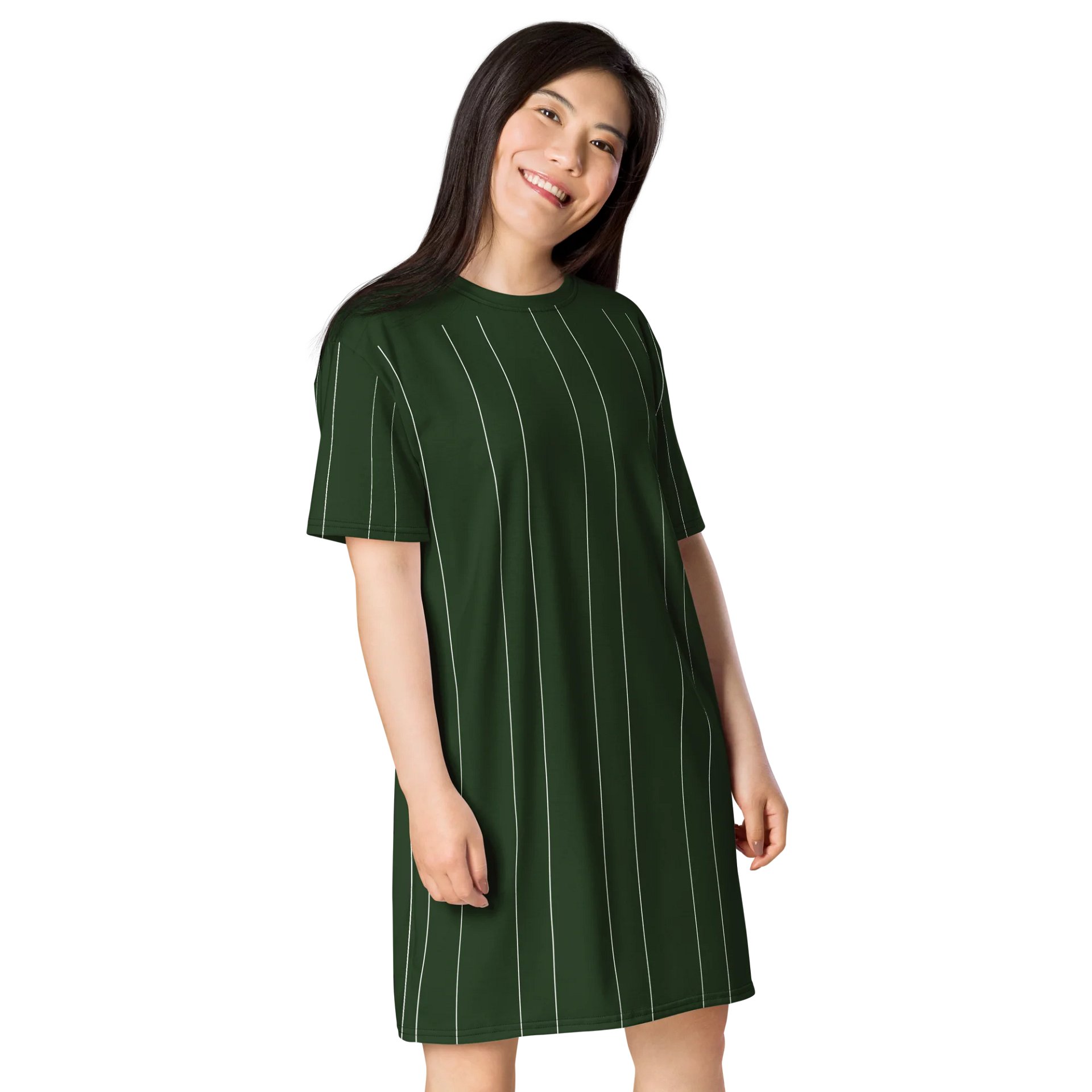 TDS Women's Oversized Green Striped T-Shirt Dress product image (4)