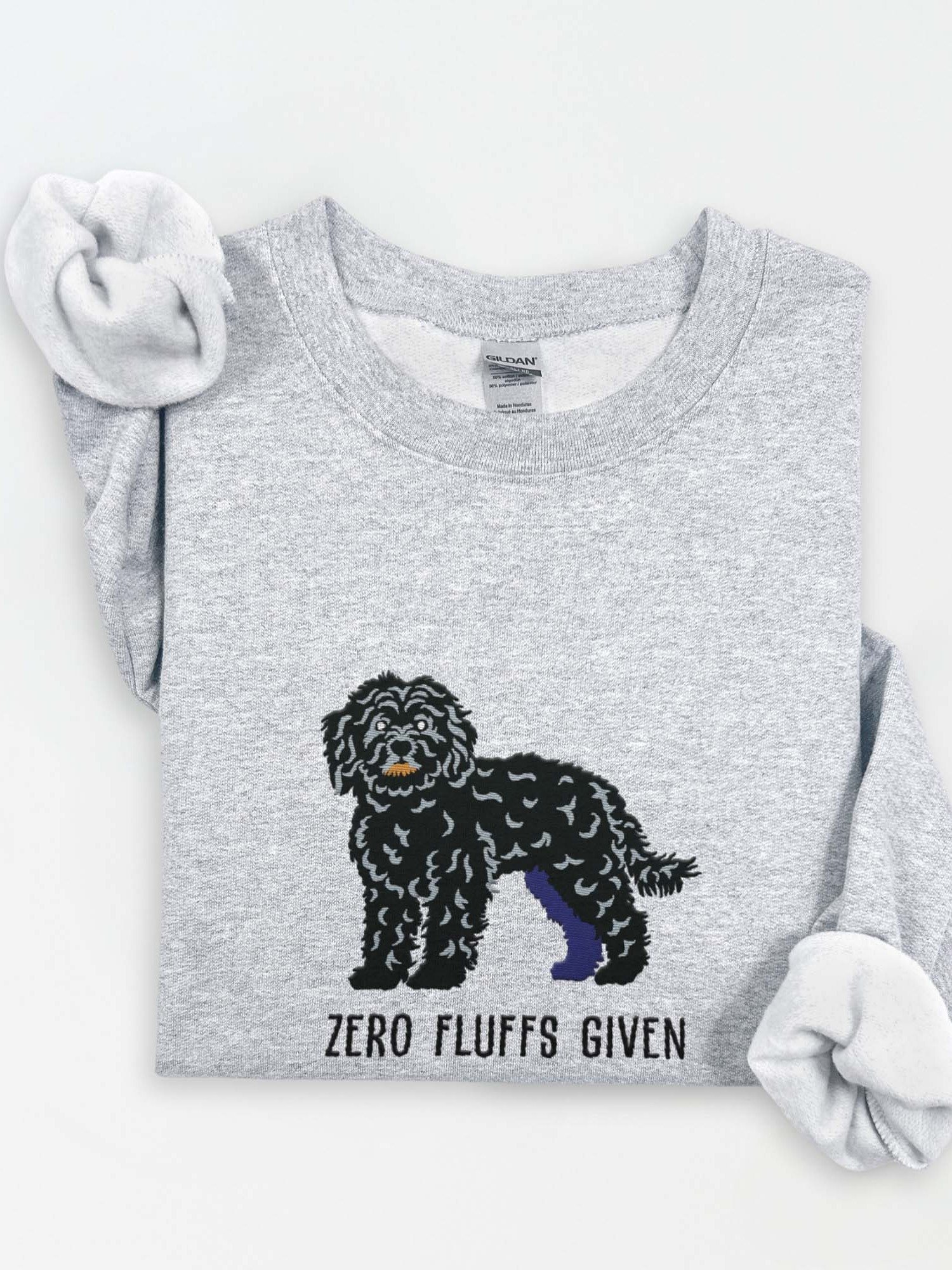 Zero Fluffs Given Sweatshirt (Embroidered) of a Cockapoo(Black) product image (1)