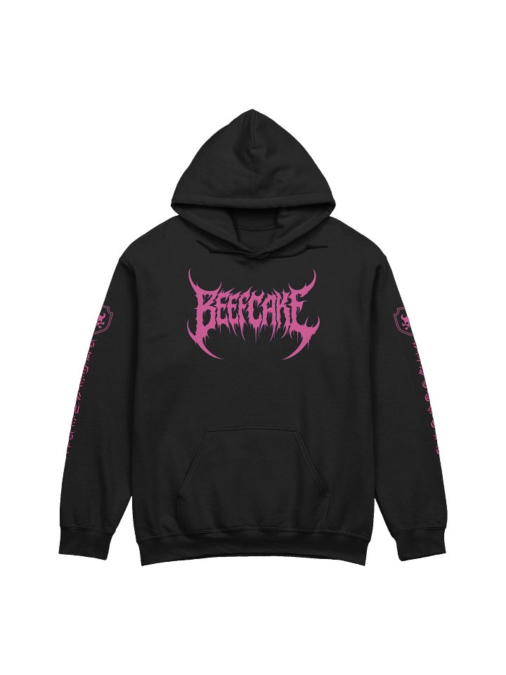 Beefcake Hoodie (Death Metal Font - Pink) product image (1)