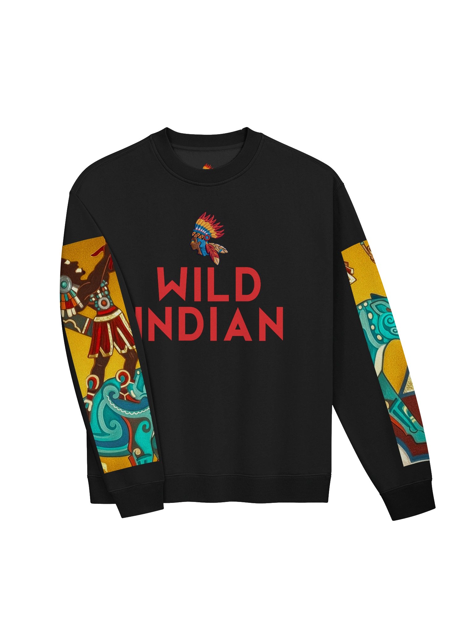 Wild Indian Heritage Premium Crewneck Sweatshirt — Mayan Culture Ancestral Streetwear | Indigenous Heritage | Lawin & Drawin Collection product image (3)