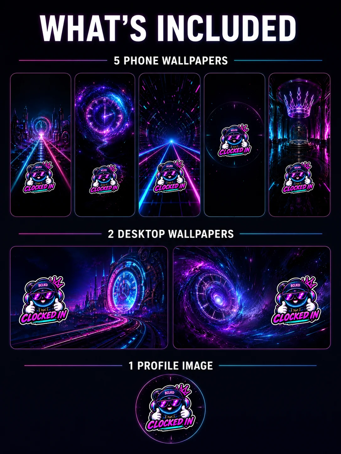 CLOCKED IN Digital Wallpaper Pack product image (2)