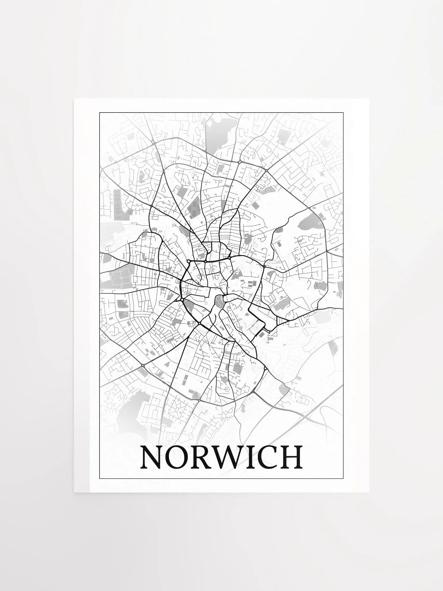 Norwich, England, city map print product image (1)
