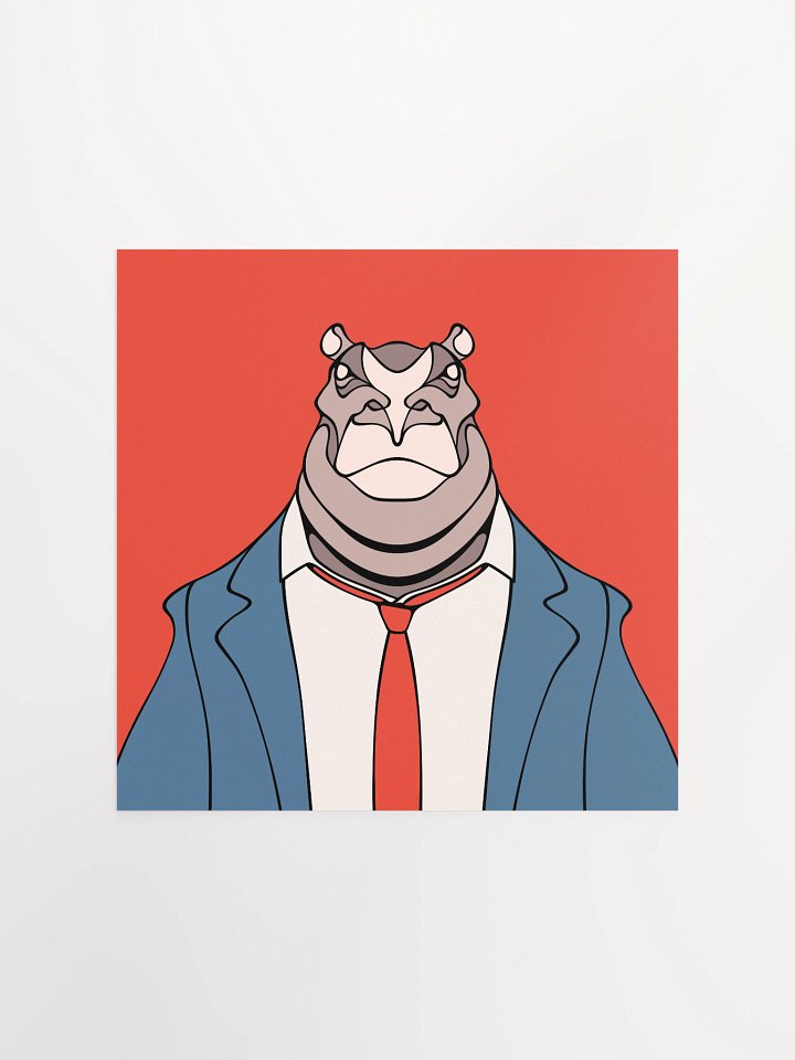 Executive Hippo - Square Matte Paper Poster product image (1)