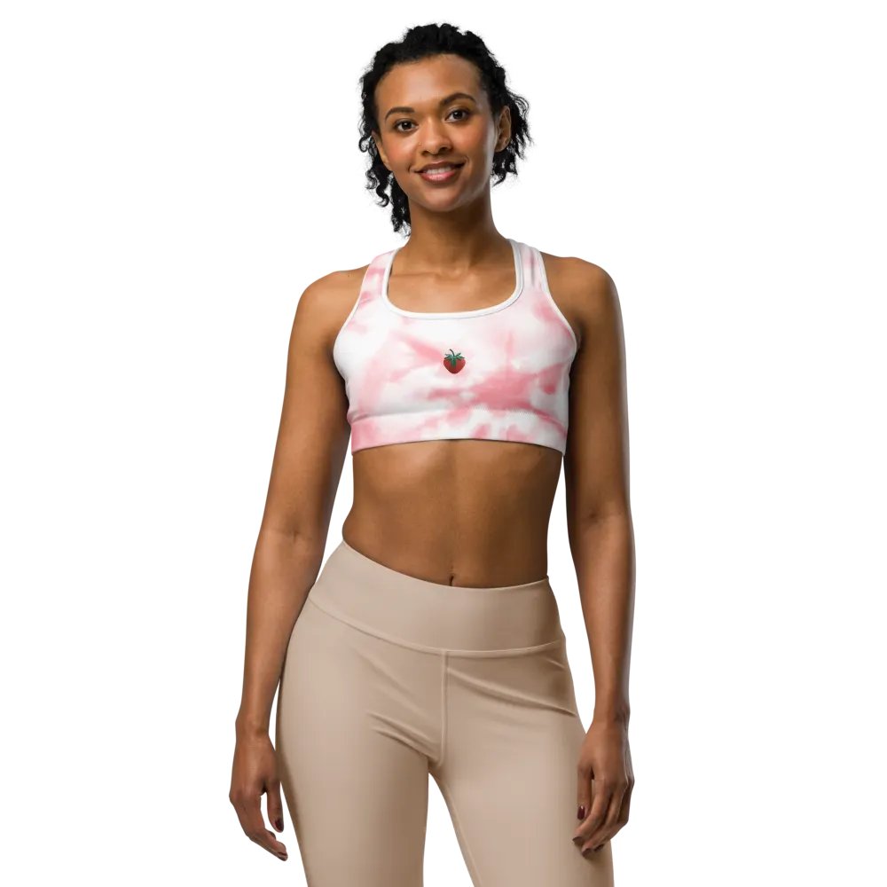 CozyAvocado Women's Pink Sports Bra Strawberry #4 product image (1)
