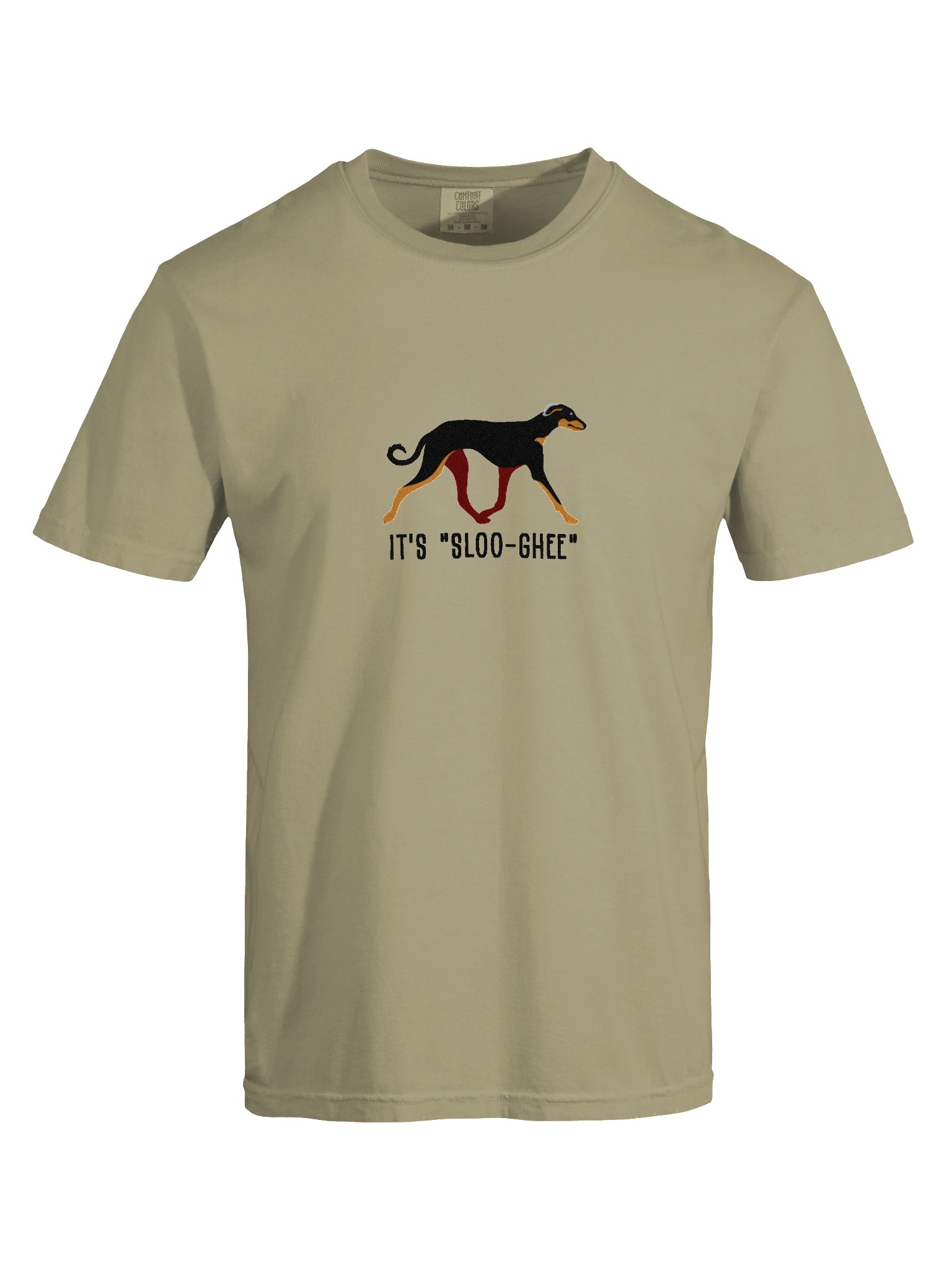 It's Sloo-Gee T-Shirt(Embroidered) of a Sloughi(Black & Tan) product image (10)