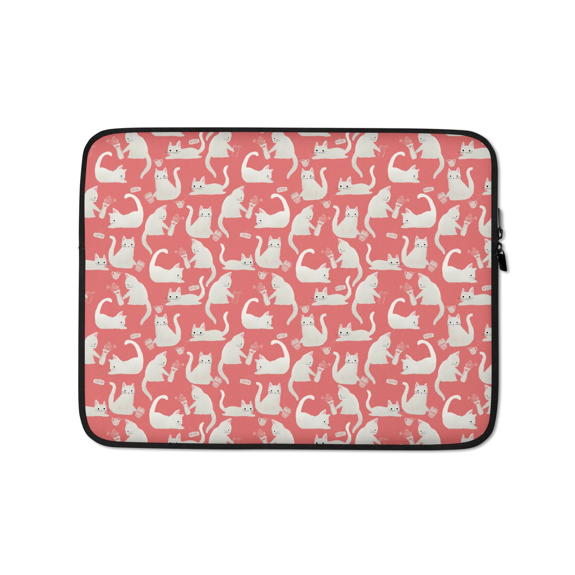 Bad Cats Knocking Stuff Over Patterned Laptop Sleeve, Pink product image (1)