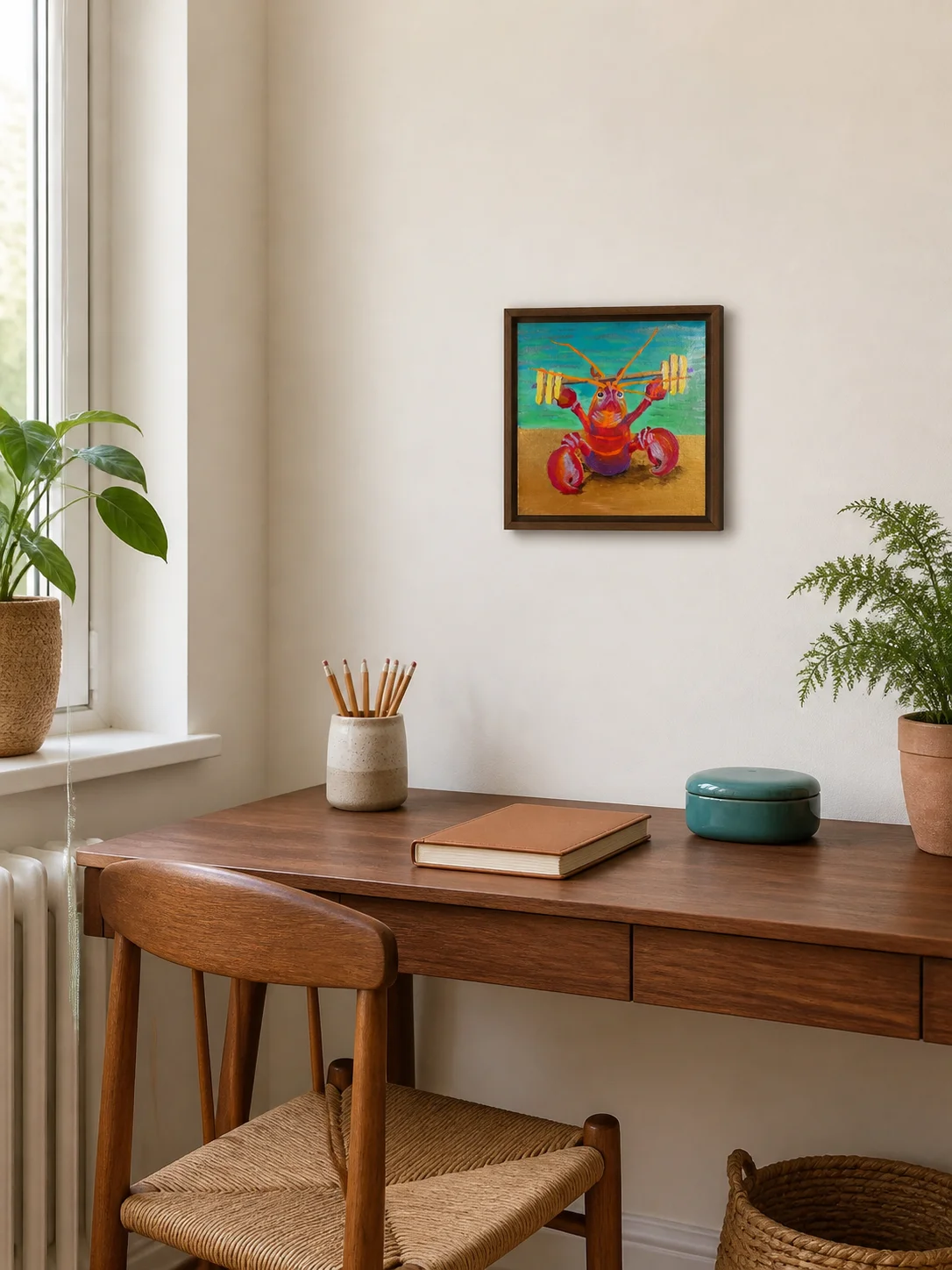 Lobster Weightlifter — One-of-a-Kind Original Painting product image (2)