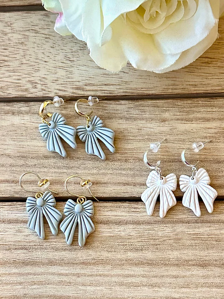Pleated Bow Earrings – Minimalist Clay Statement Drops product image (2)