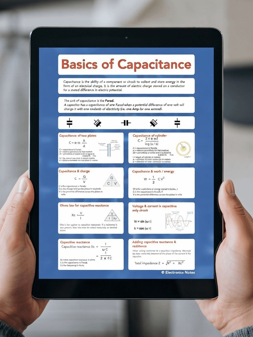 Basics of Capacitance Crib Sheet | Electronics-Notes