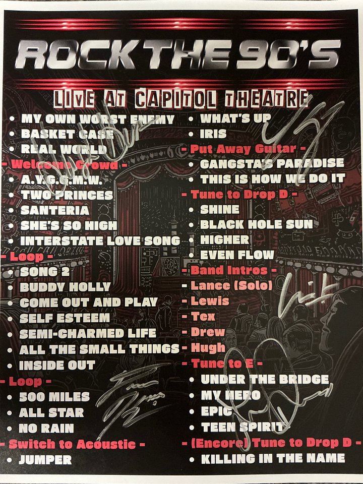 Hand-Signed Official Capitol Theatre Set List product image (1)