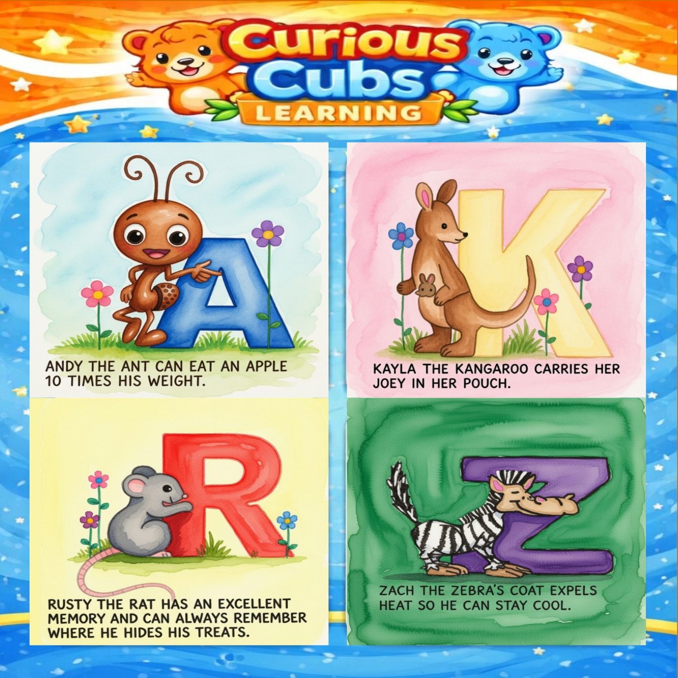 Fun Learning Animal ABCs – A to Z Flash Cards for Kids Ages 3–8 product image (1)