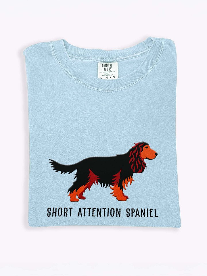 Short Attention Spaniel T-Shirt(Embroidered) of an English Cocker Spaniel(Black & Tan) product image (1)