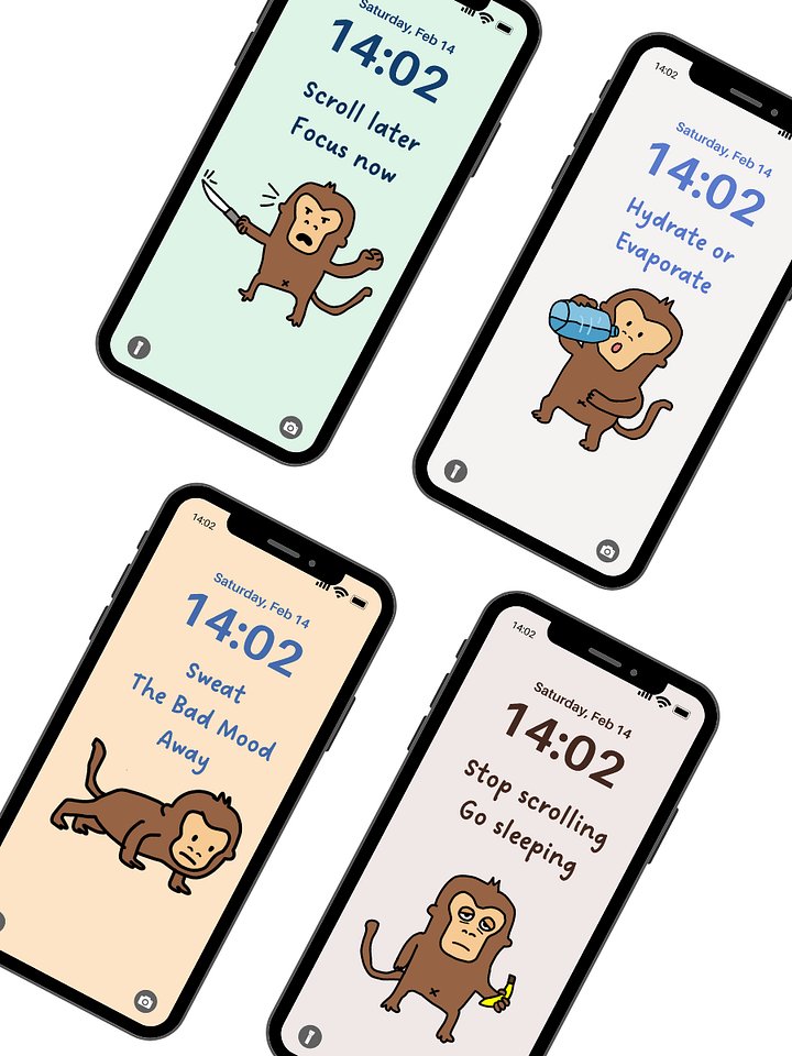 Phone Wallpapers: Monkey Daily Reminders (4-Pack) product image (1)