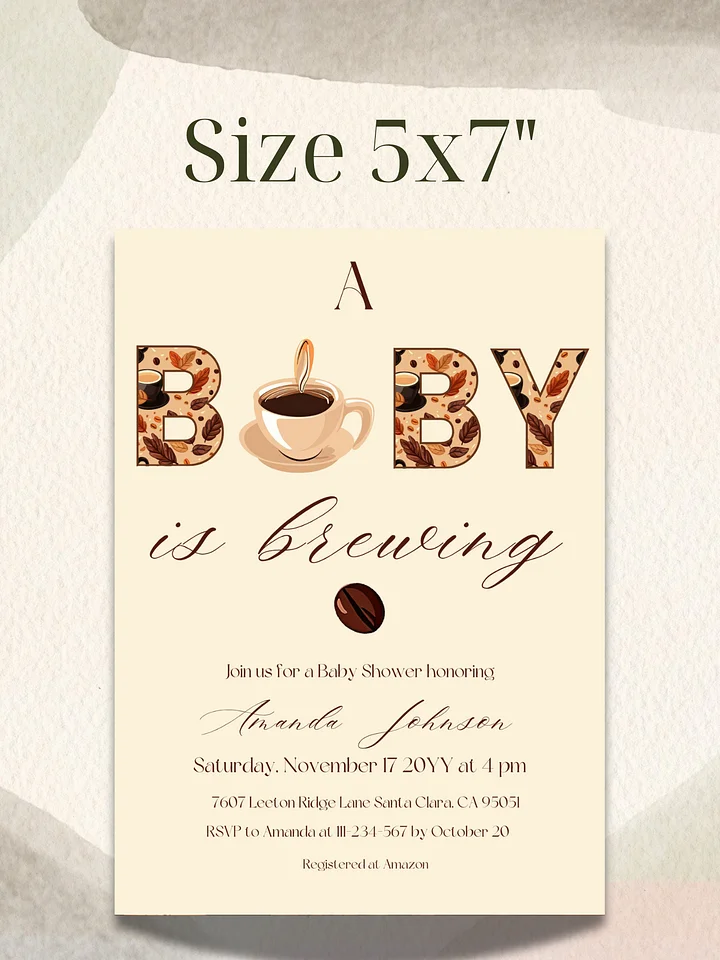 Coffee Baby Shower Invitation Template, Rustic A Baby is Brewing Baby Shower Invite, Coffee Bean Themed Brunch Idea, Digital Download Canva product image (2)