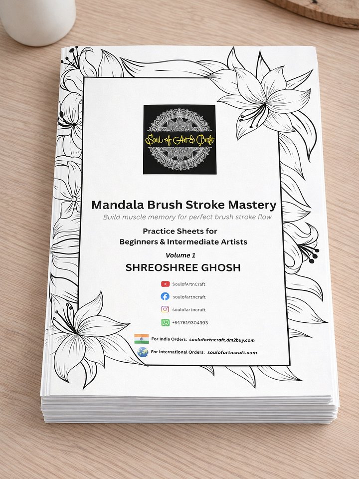 Mandala Brush Stroke Mastery Workbook vol 1 – 40 Page Guided Practice PDF product image (1)