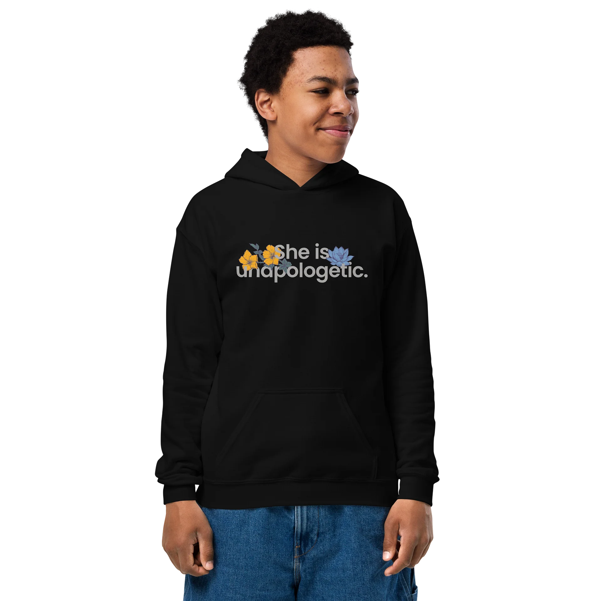 She Is Unapologetic Dark Heavy Youth Hoodie product image (9)