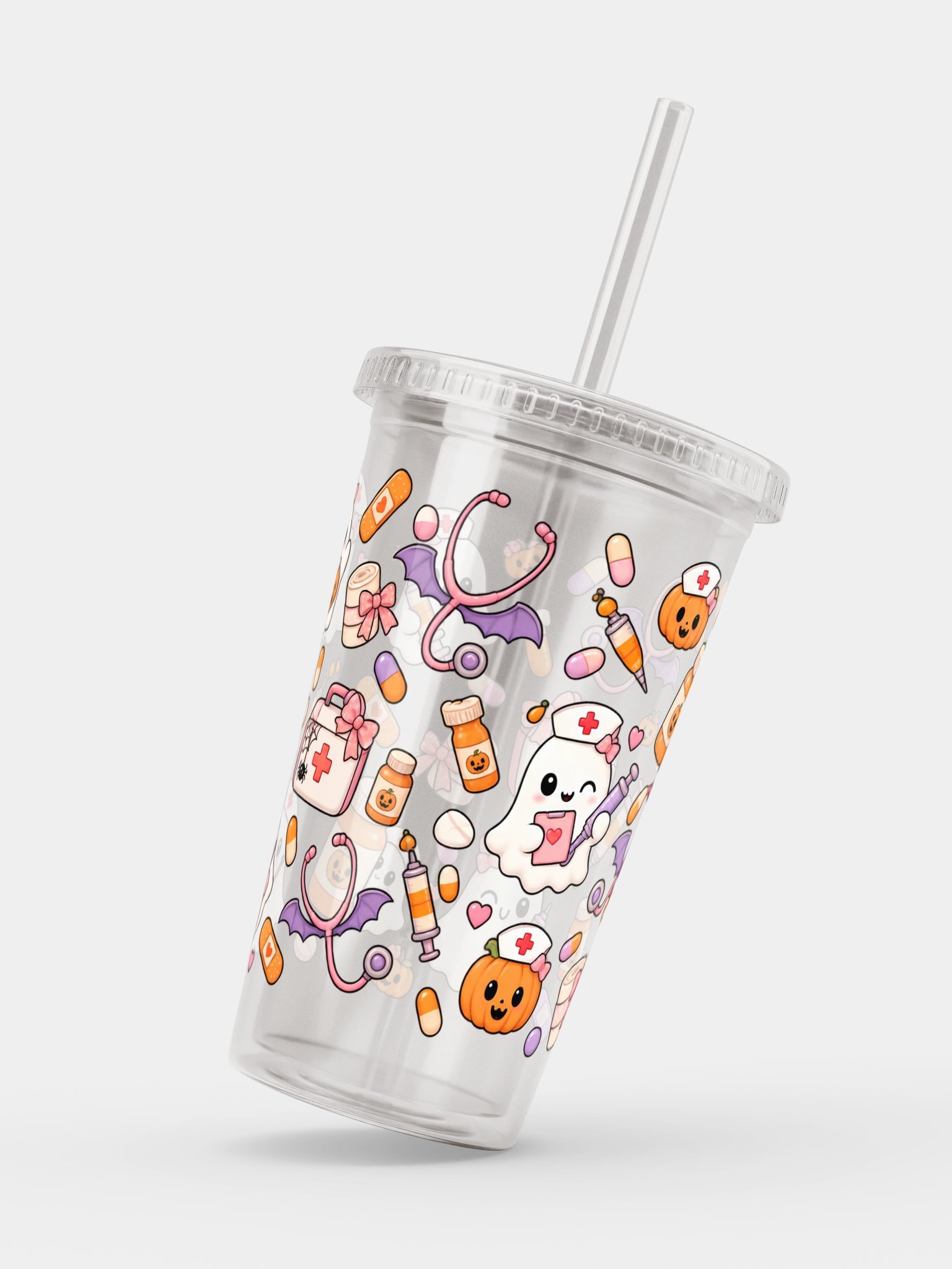 Halloween X Nurse Mashup Clear Wall Tumbler 16 Oz (473 ml) product image (2)