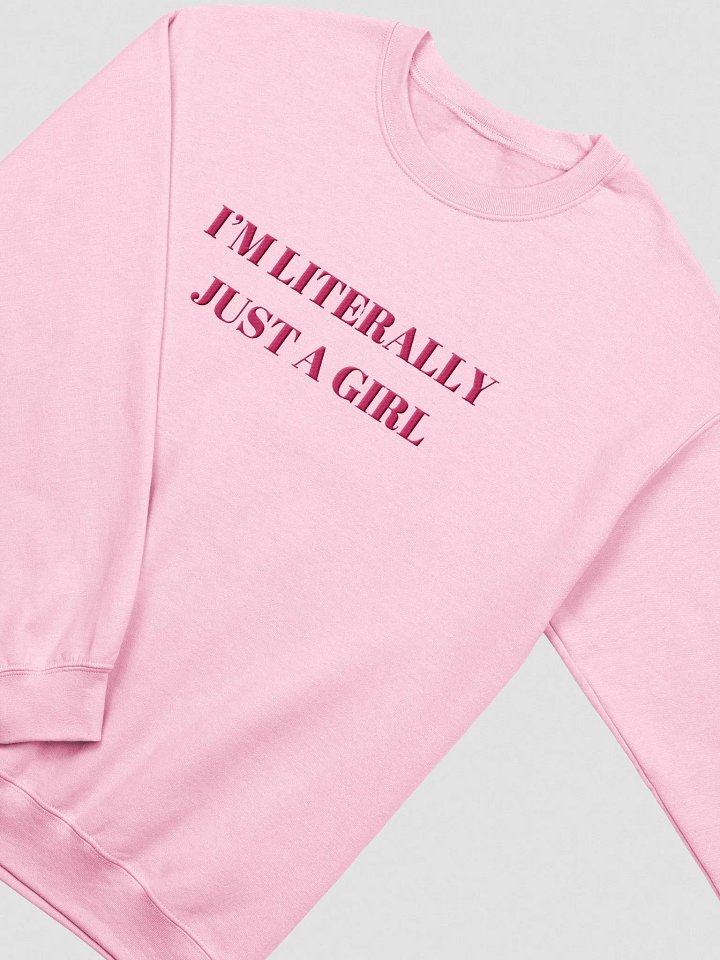 Sweatshirt – 'I'm Literally Just a Girl' Pink Embroidered Design product image (1)