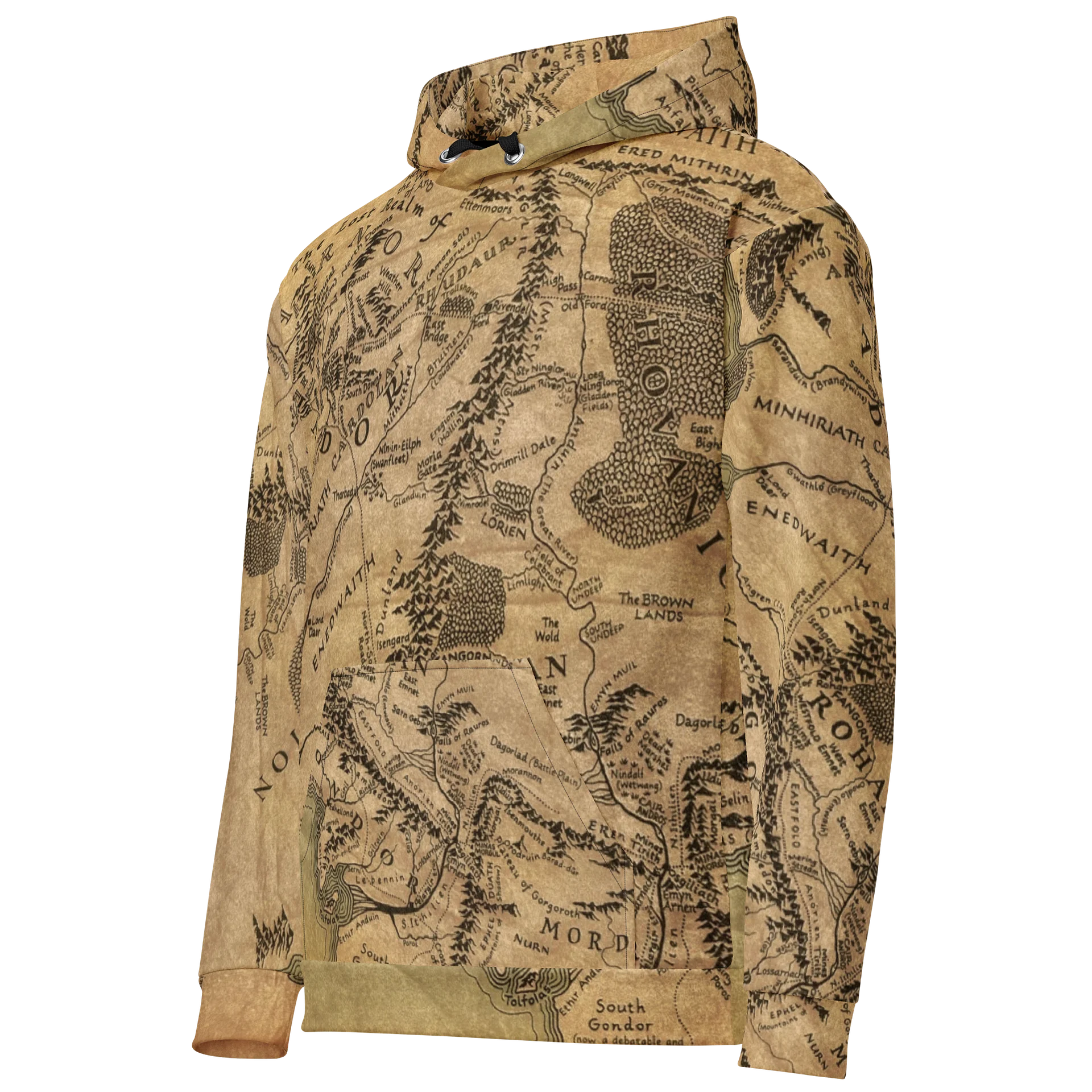 Middle-earth Map Textured Unisex Hoodie product image (2)