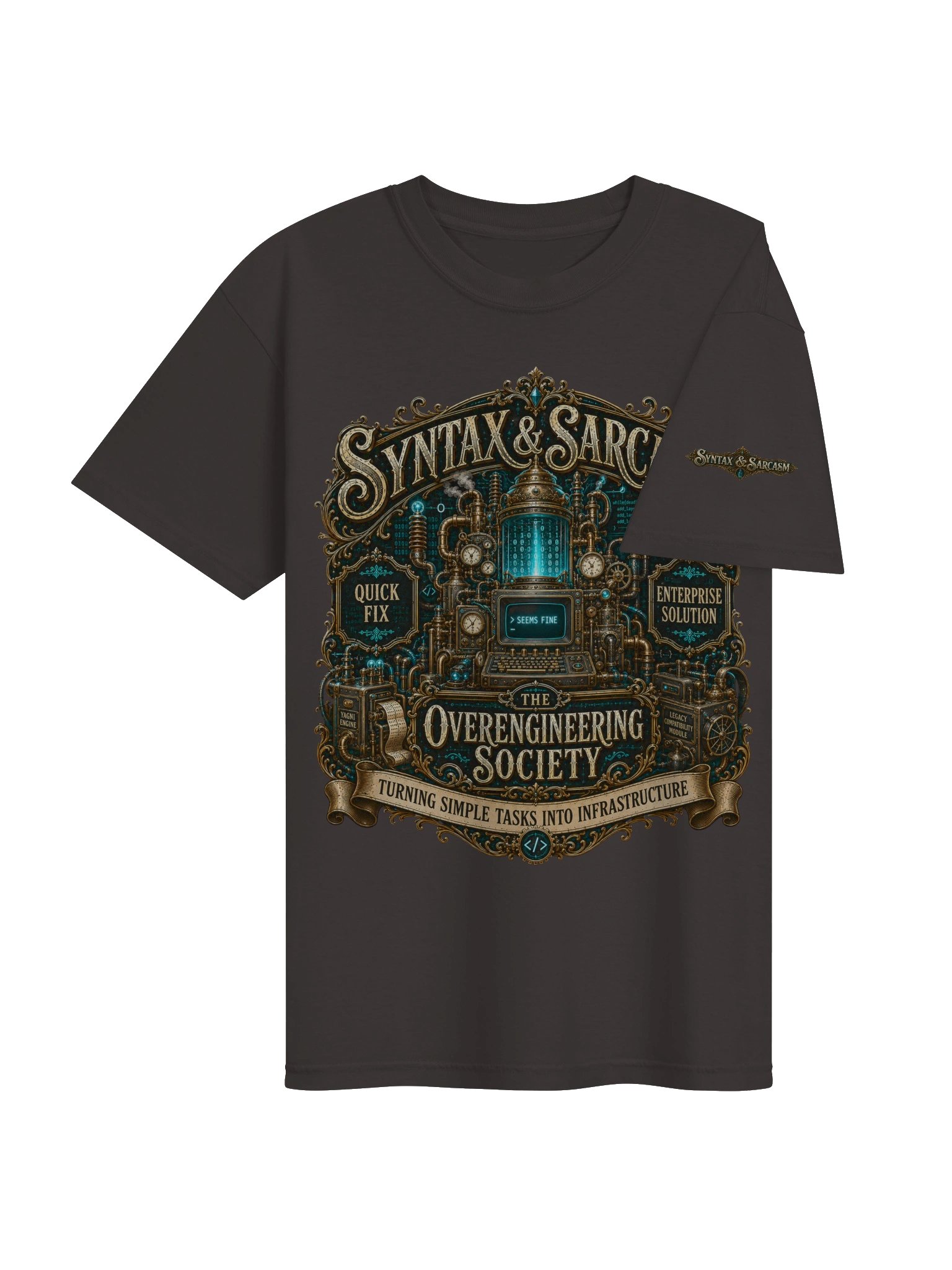 Syntax & Sarcasm Overengineering Society Heavyweight Coding T-Shirt product image (12)