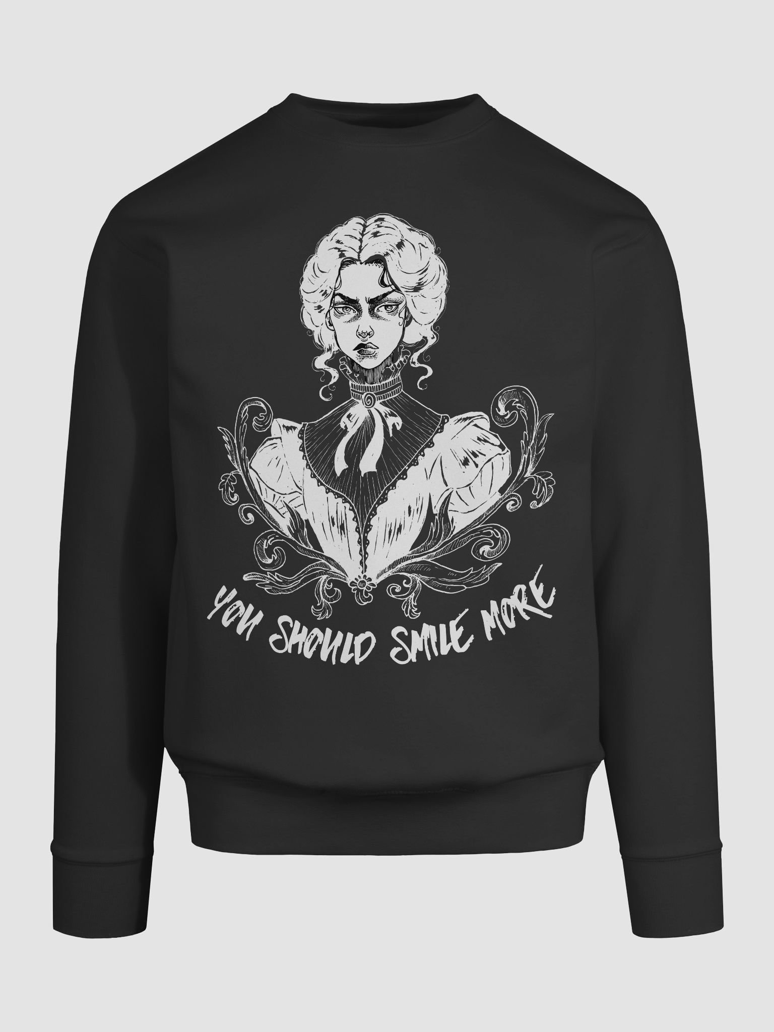 "SMILE MORE" Black Sweatshirt (Design #3) product image (3)