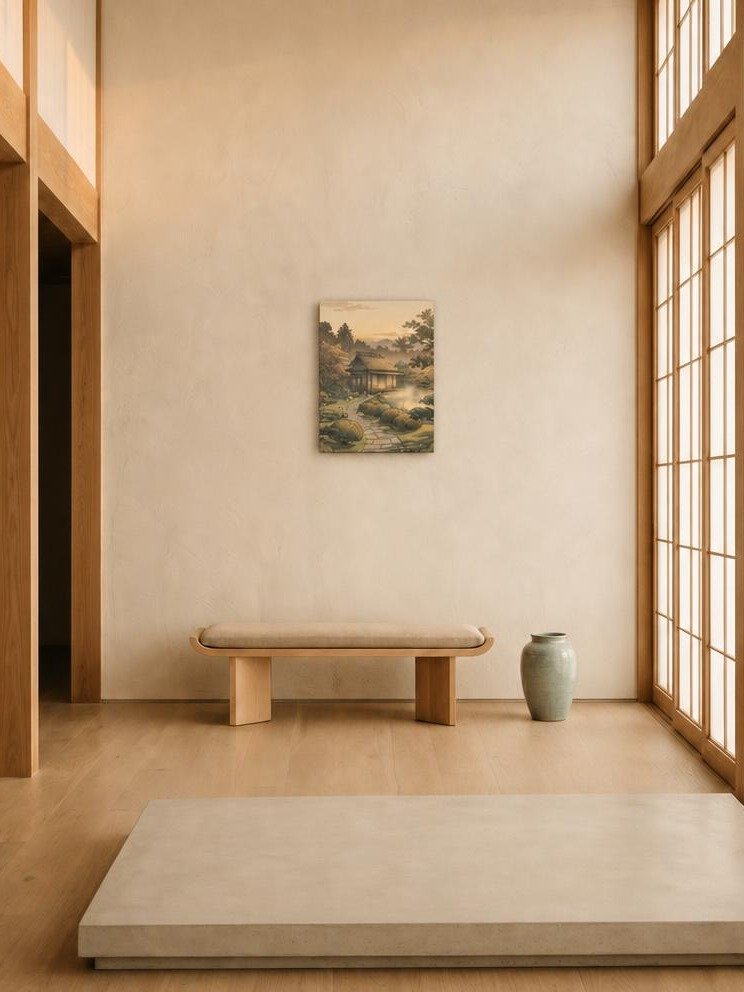 Tranquil Japanese Tea House Autumn Canvas - Japandi Wall Art product image (2)