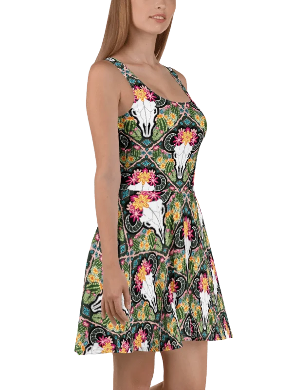Western Americana Cacti Cow Skater Dress | Cowgirl Fit & Flare | Monique Faella Designs™ product image (10)