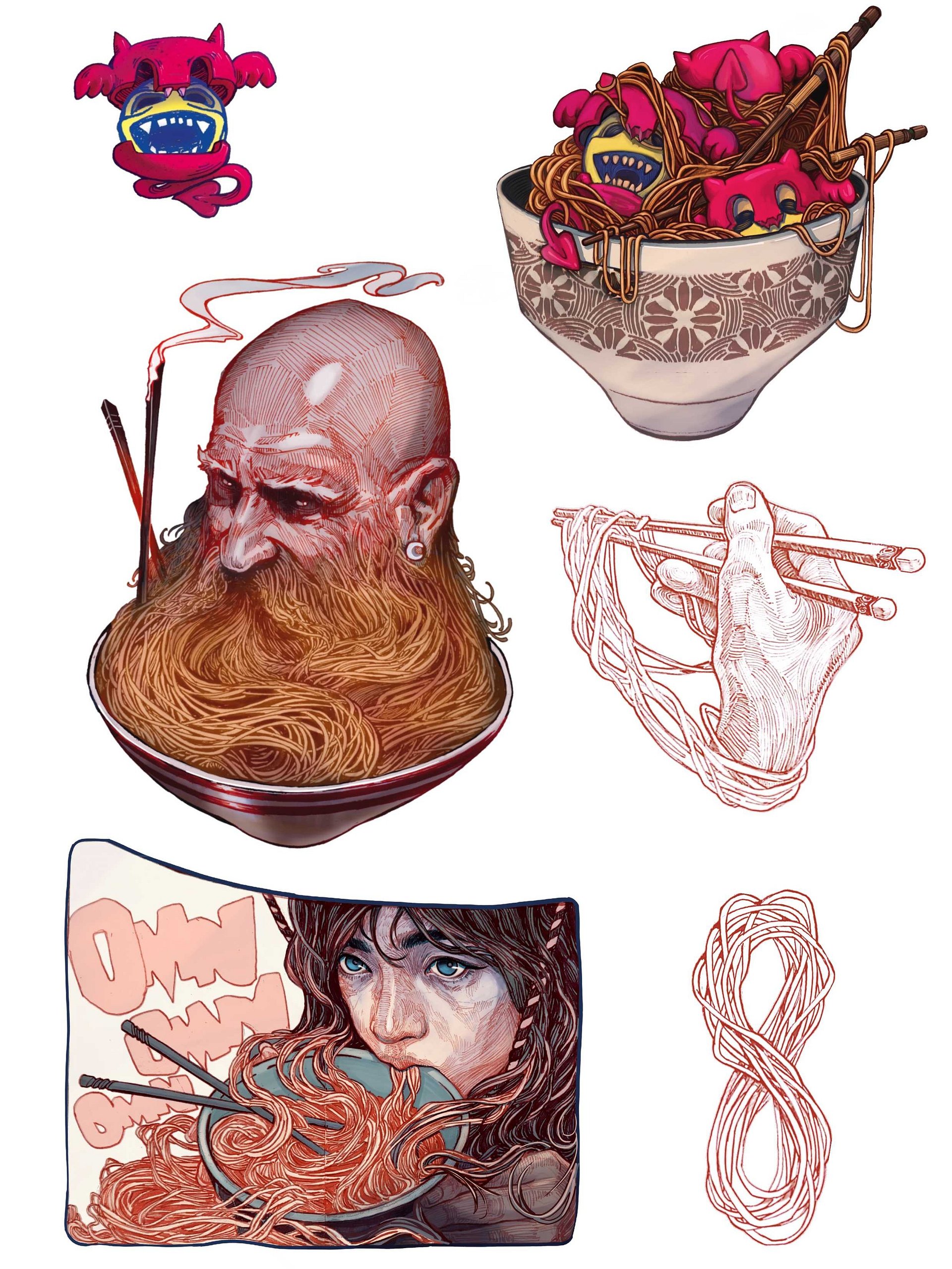 Pre-order "Noodle set" Artist Sticker Pack / 2 sheets A5 product image (2)