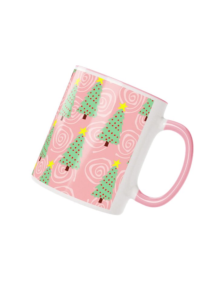 Green Christmas Trees on Pink Spirals Ceramic Mug product image (2)