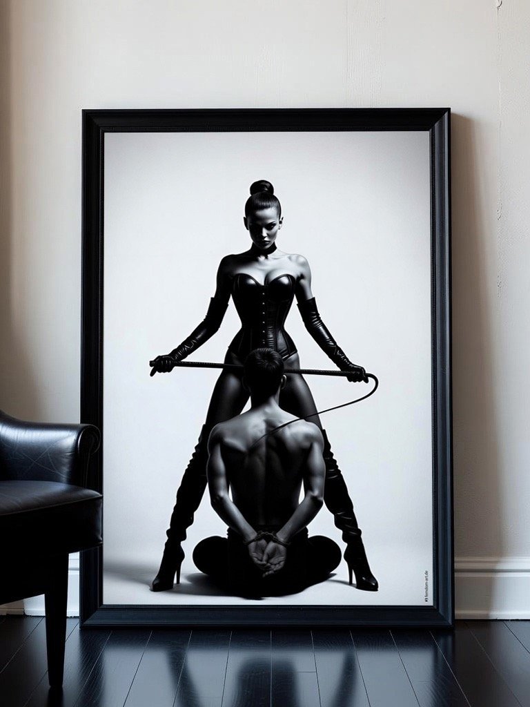 Femdom Poster - Vertrauen und Kontrolle – Monochrome Dominanzkunst product image (1)