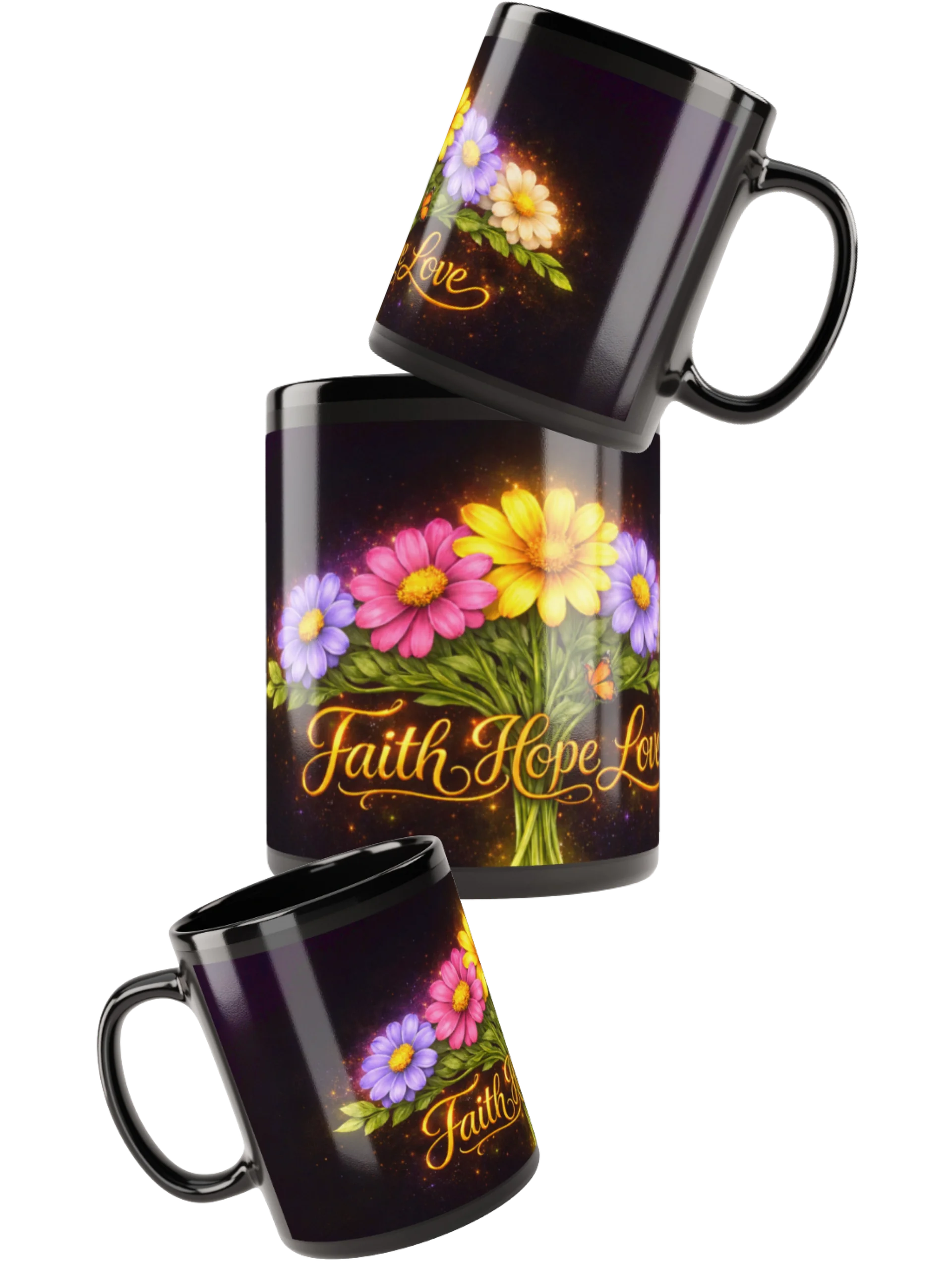 Glowing Garden Faith Black Glossy Mug product image (1)