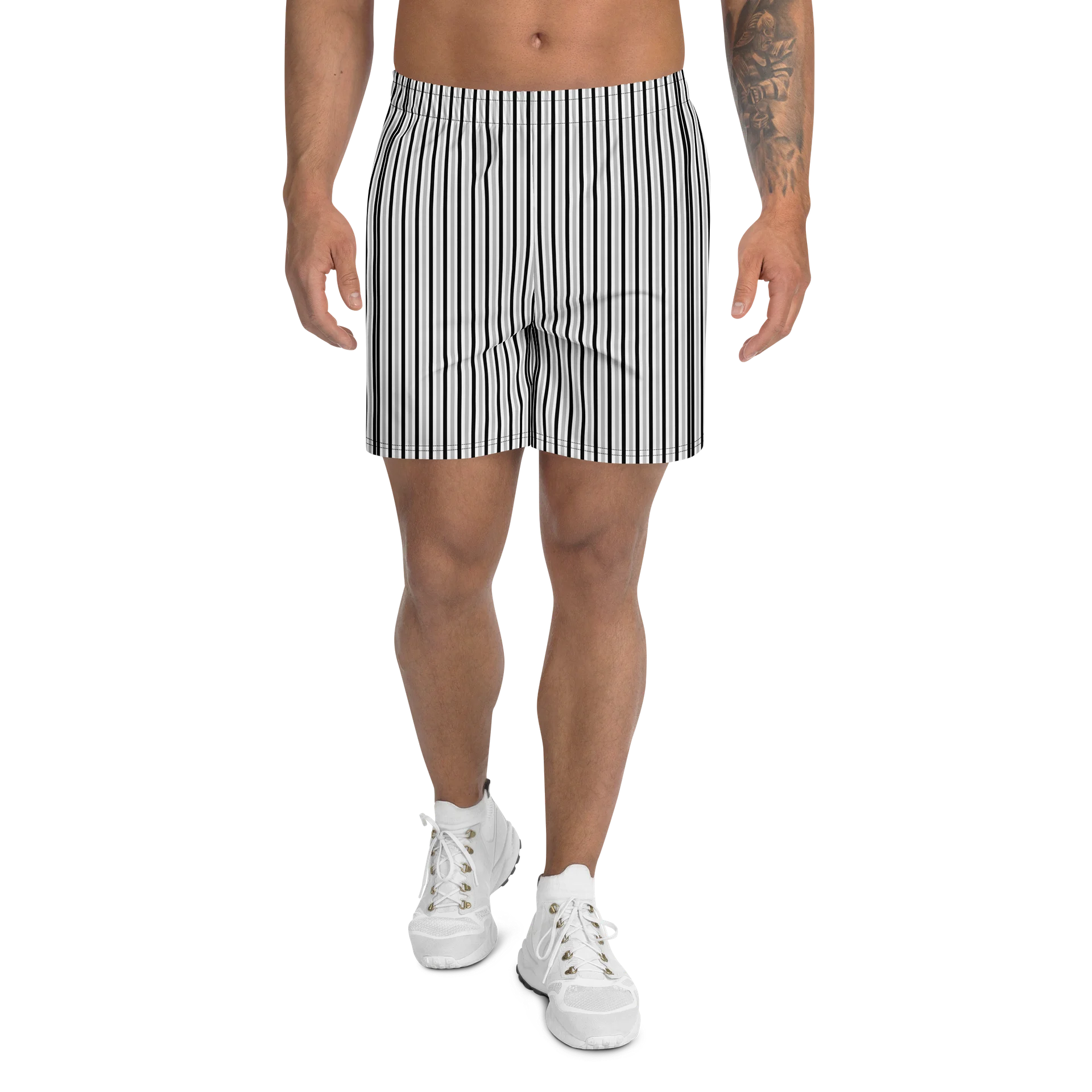 Monochrome Stripe Athletic Long Shorts product image (1)