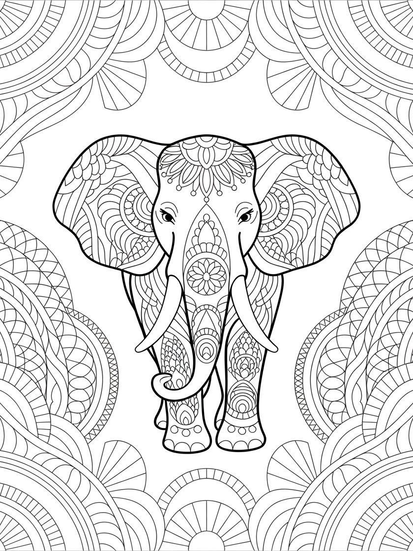 25 Elephant Mandala Coloring Pages product image (3)