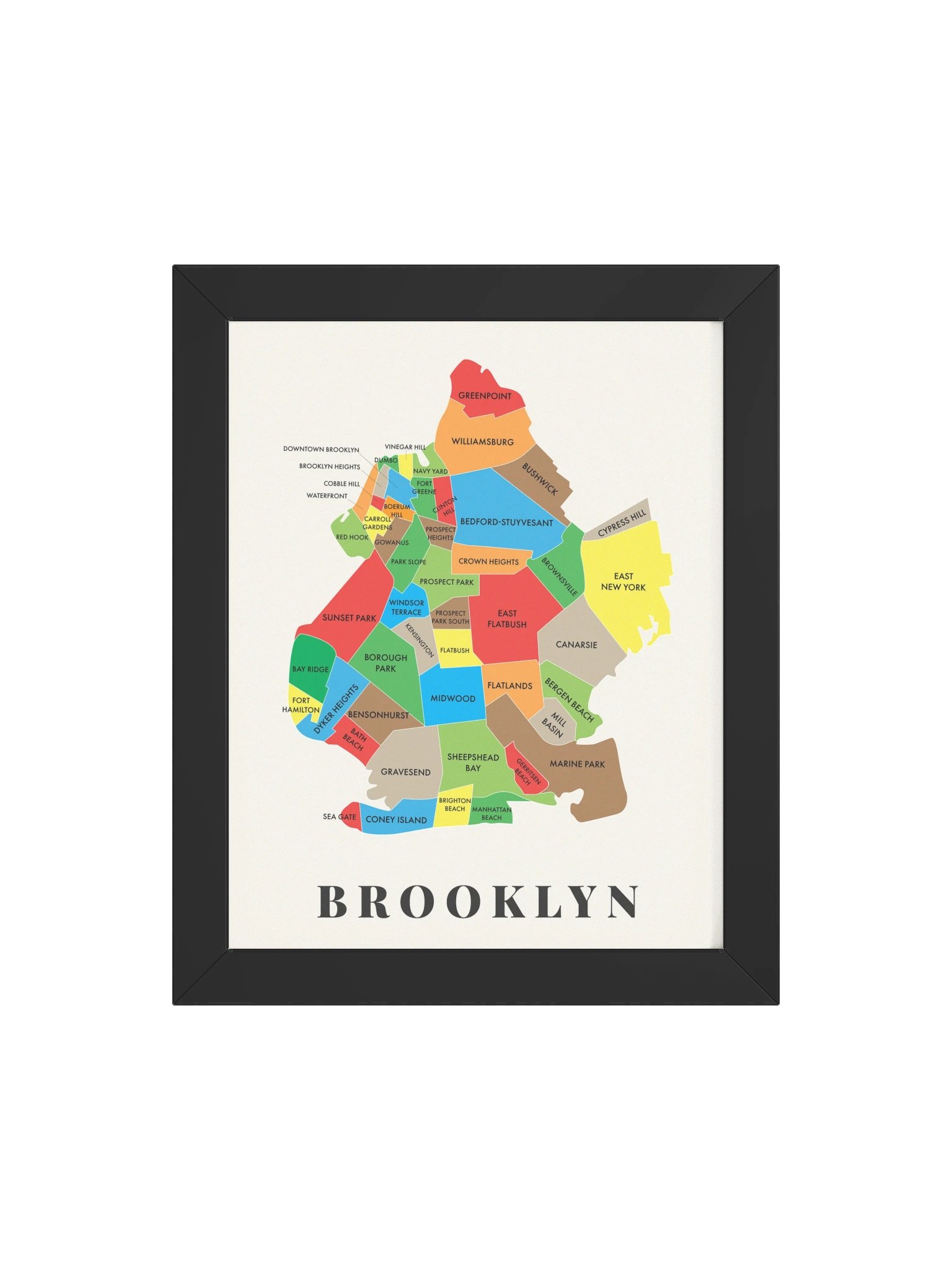 Brooklyn Neighborhood Map (Bright) | Framed product image (4)
