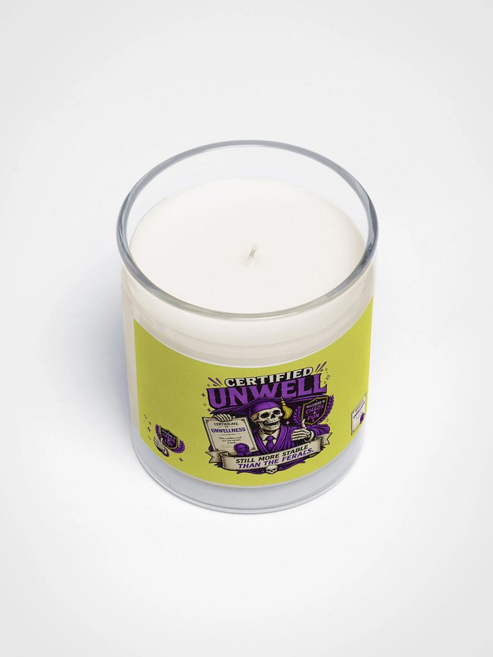 ''Certified Unwell'' Soy Wax Candle In A Clear Glass Jar product image (2)