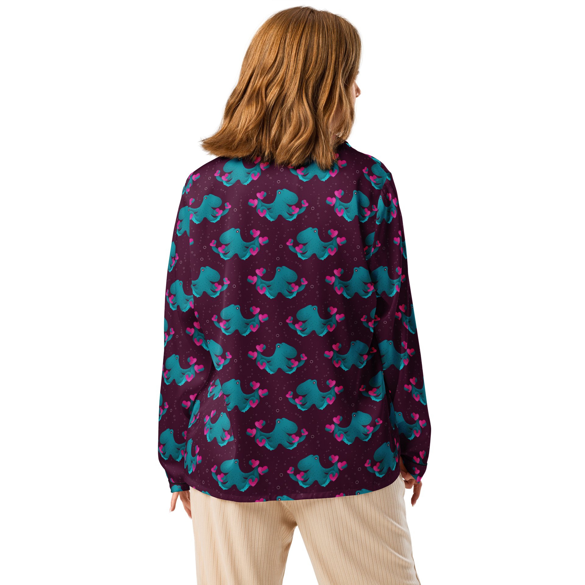 Octopus and Hearts Ladies Long Sleeve Pajama Top product image (2)
