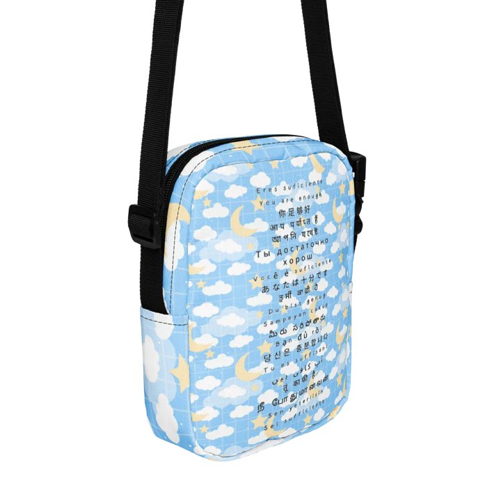 You are Enough 20 languages Blue Moon Grid Imaginary Story Cross Body Bag product image (2)