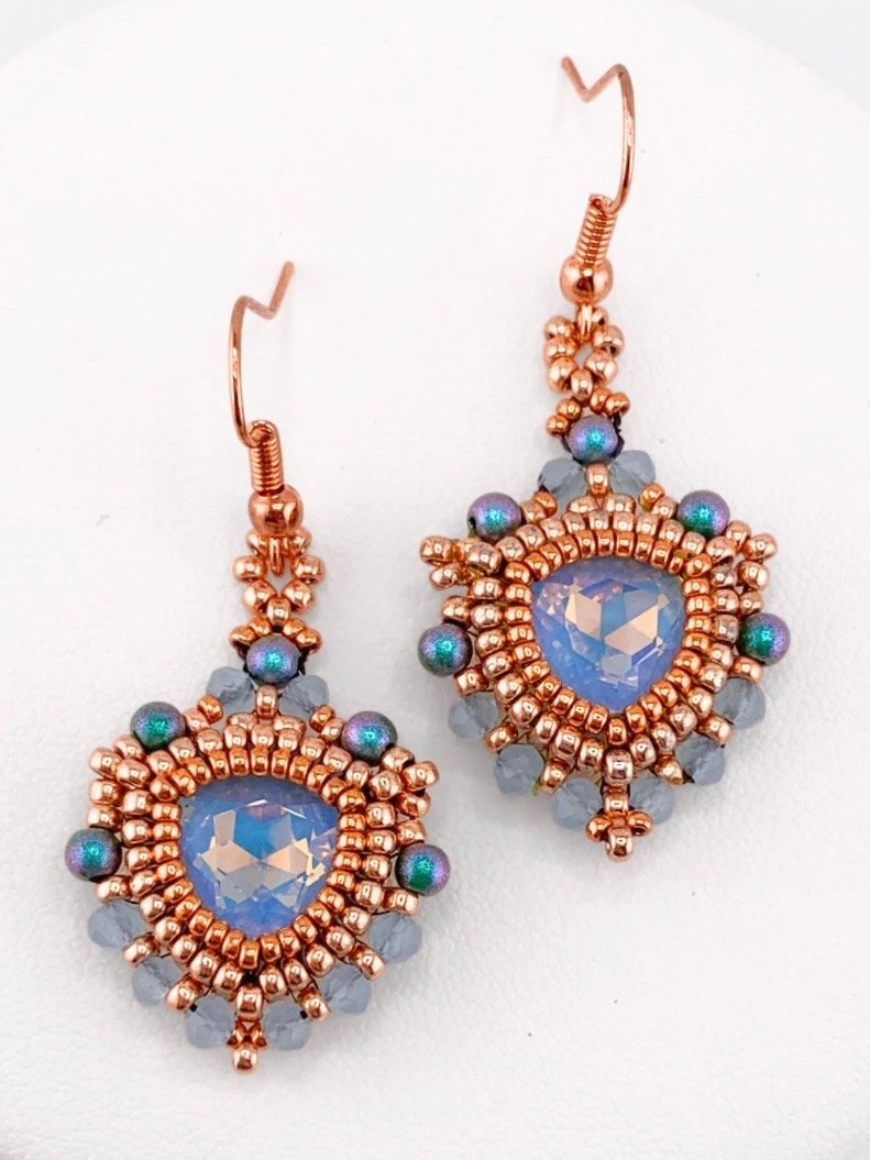 Trillion Glow Crystal Earrings - Blue/Rose Gold product image (2)