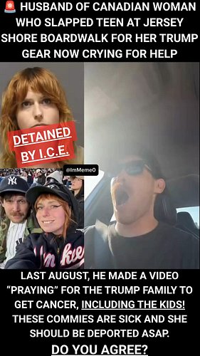 🚨 WOW - The American Husband of the Canadian Woman who slapped a teen at a Jersey Shore Boardwalk for her Pro-Trump and Pro-I...