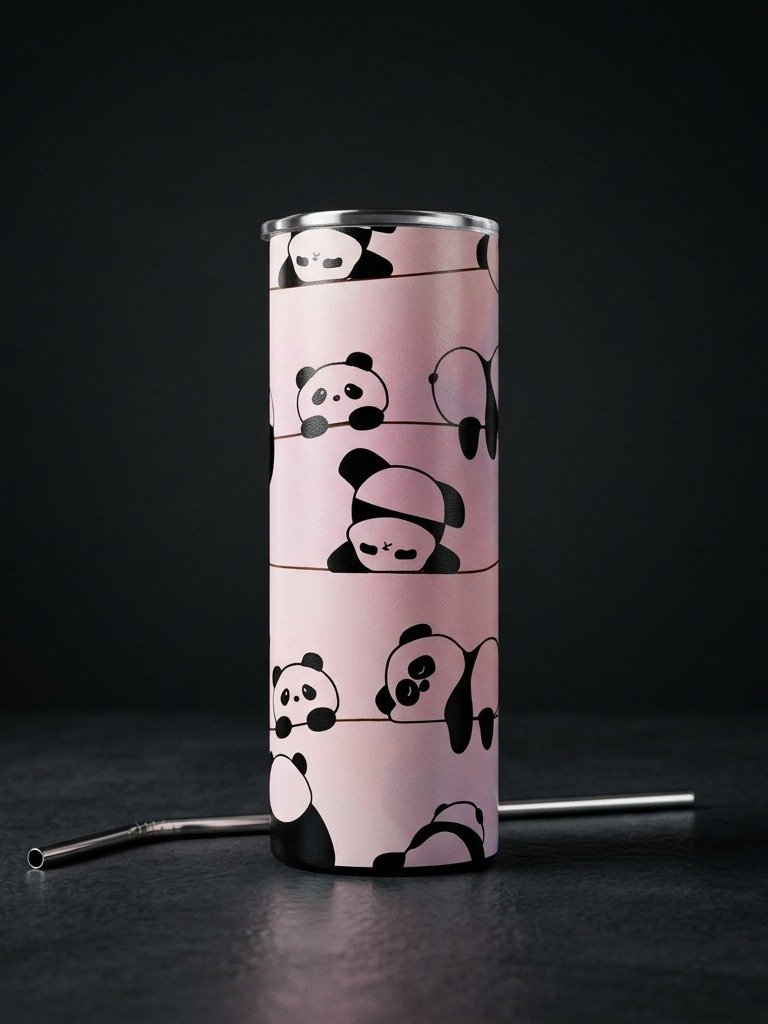 Blush Panda Stainless Steel Tumbler with Straw product image (2)
