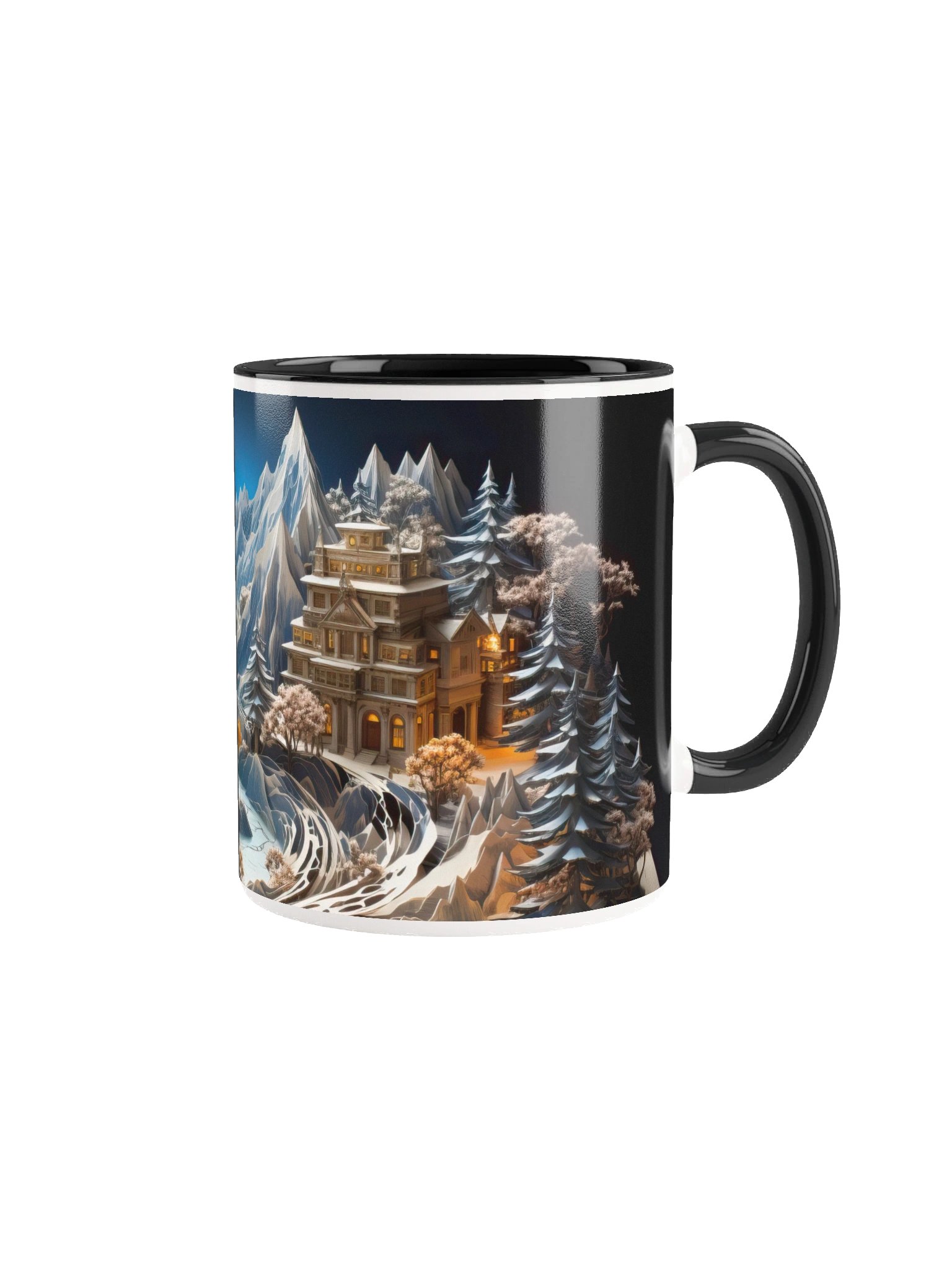 Christmas Moonlit Mountain Storybook Pagoda Mug – Cozy Gift for Book Lovers product image (1)
