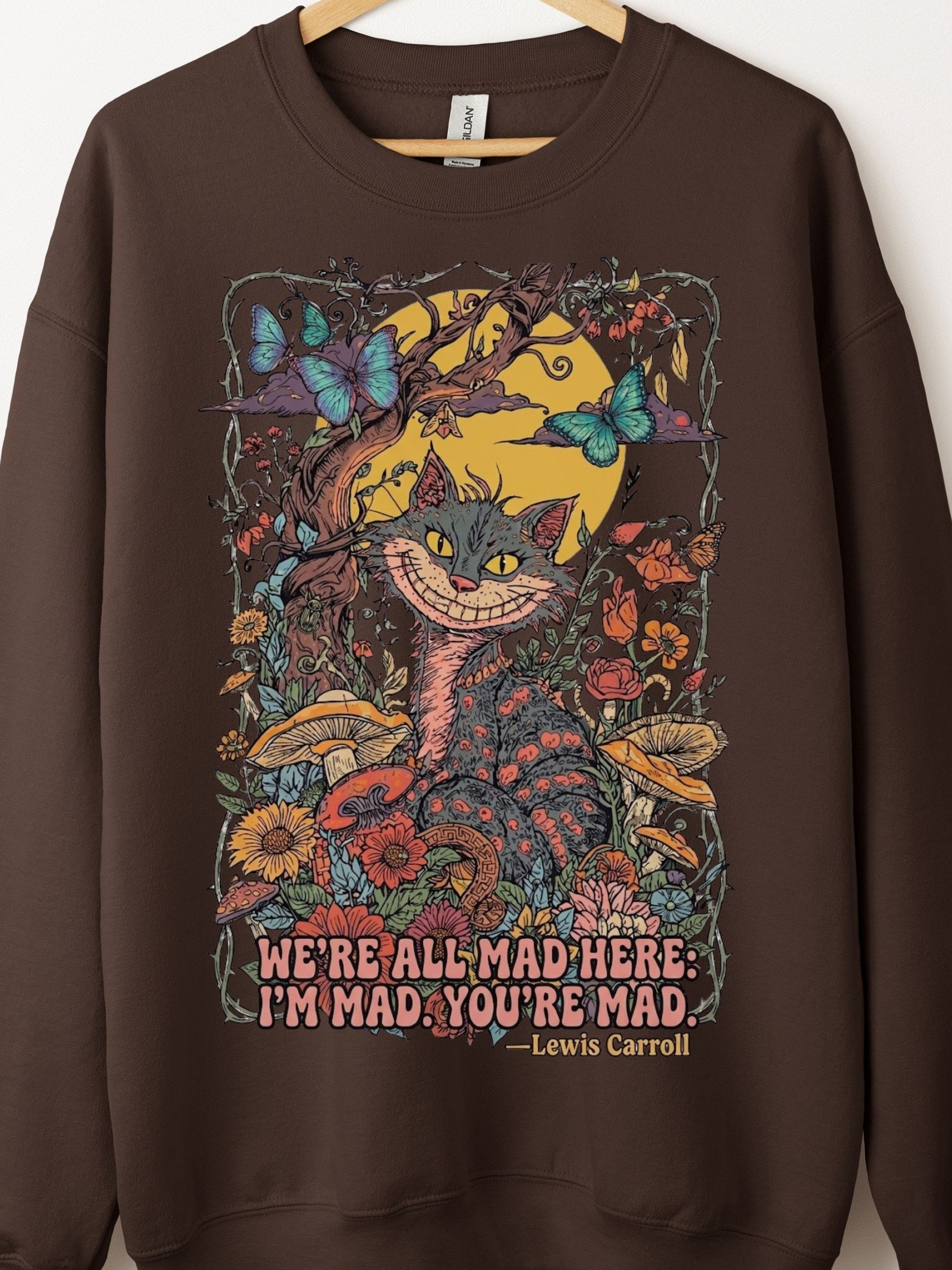 We’re All Mad Here Cheshire Cat Sweatshirt, Psychedelic Wonderland Crewneck product image (1)