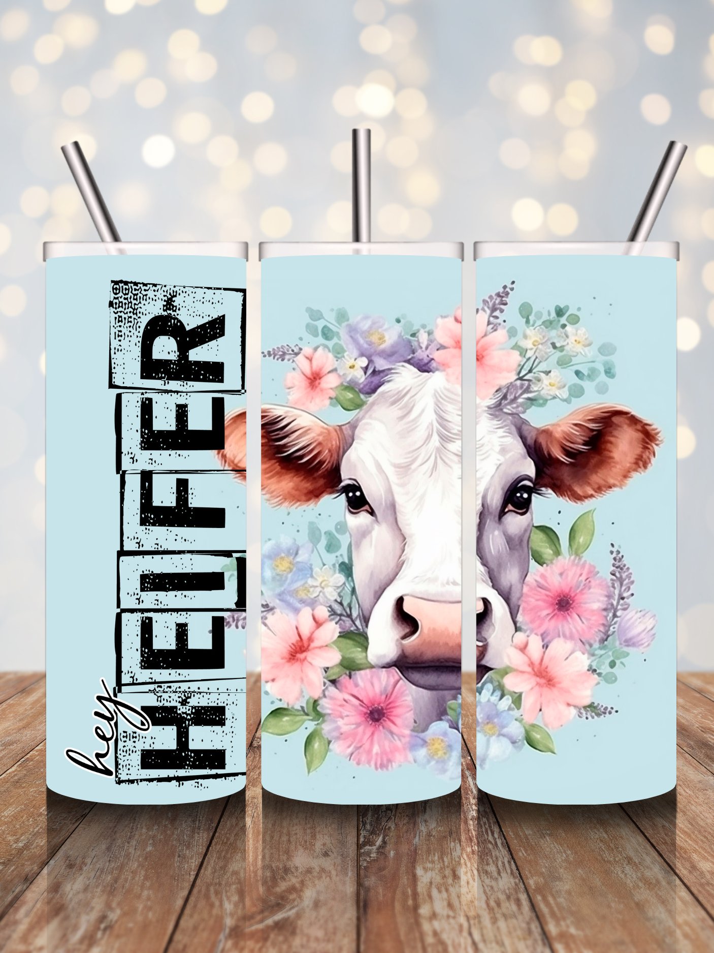Hey Heifer 20 ounce stainless steel tumbler product image (1)