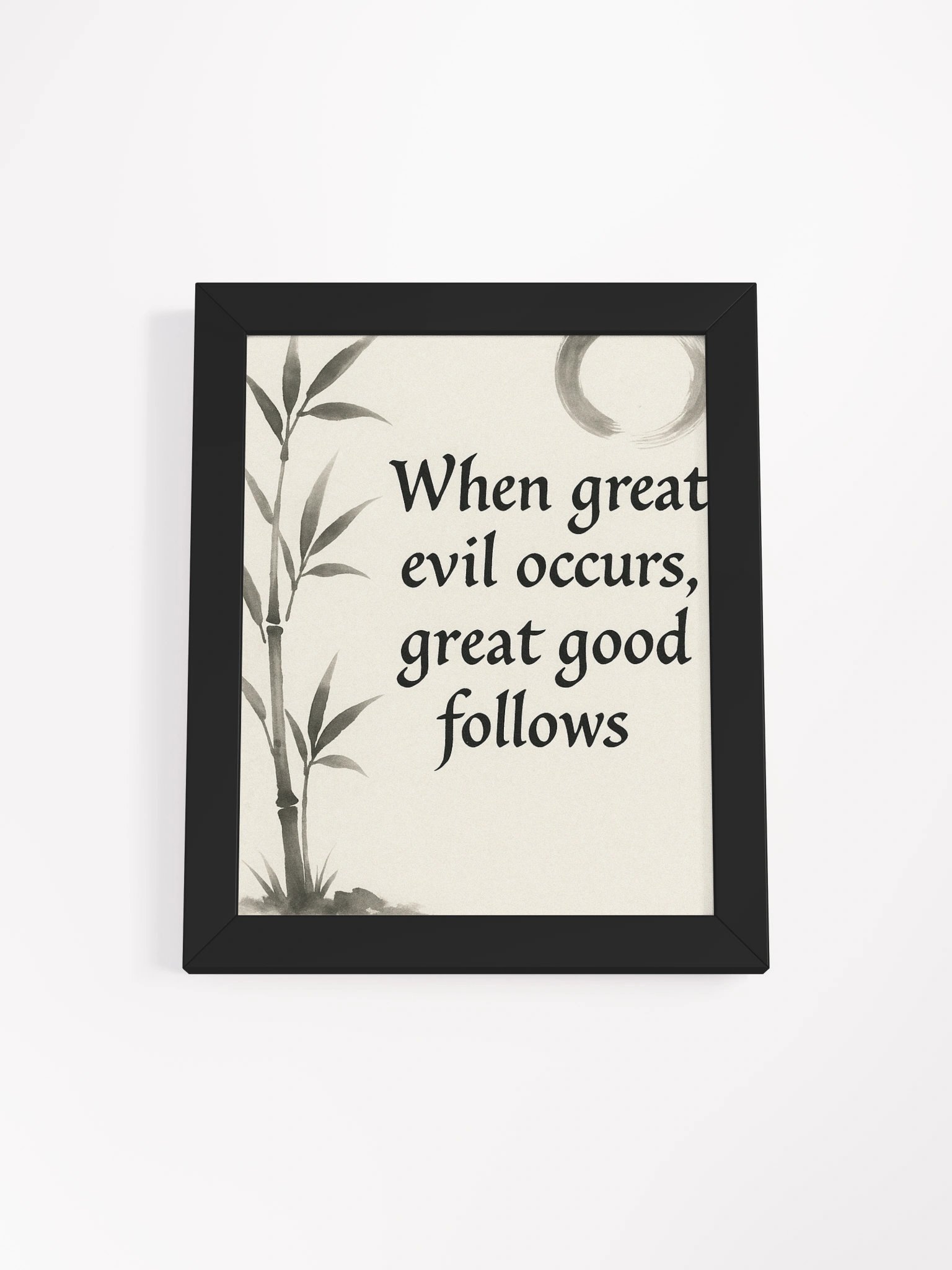 Zen Calligraphy Wall Art – “When Great Evil Occurs, Great Good Follows” – Nichiren Buddhism Inspired Framed Poster product image (1)