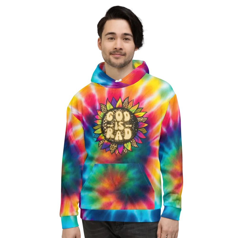 God Is Rad Tie Dye Leopard Sunflower Hoodie product image (2)