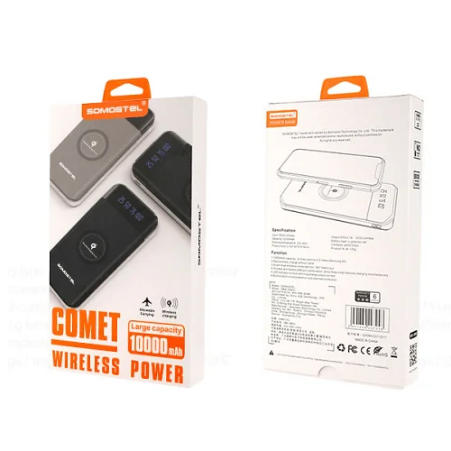 SomosTel 10000mAh Fast Wireless Power Bank - Qi Portable Charger (Black) product image (2)